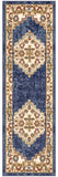8' Blue And Gold Medallion Distressed Runner Rug