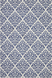 6' X 9' Blue and White Damask Power Loom Area Rug
