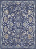 4' X 6' Blue and Beige Floral Power Loom Area Rug