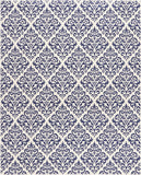 8' X 10' Blue and White Damask Power Loom Area Rug
