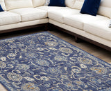 8' X 10' Blue and Beige Floral Power Loom Area Rug