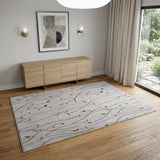 4' X 6' Gray and Pink Floral Power Loom Area Rug