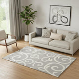 5' X 7' Gray Floral Power Loom Area Rug