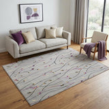 5' X 7' Gray and Pink Floral Power Loom Area Rug