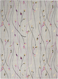5' X 7' Gray and Pink Floral Power Loom Area Rug