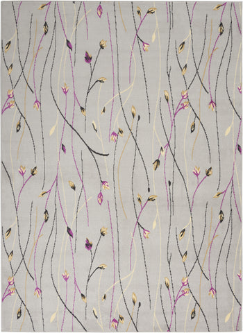 5' X 7' Gray and Pink Floral Power Loom Area Rug