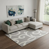 6' X 9' Gray Floral Power Loom Area Rug