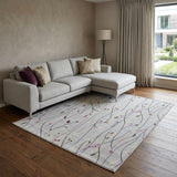 6' X 9' Gray and Pink Floral Power Loom Area Rug