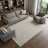 7' X 10' Gray and Ivory Floral Vines Power Loom Area Rug