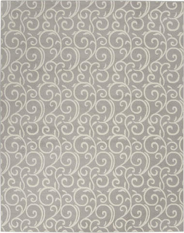 7' X 10' Gray and Ivory Floral Vines Power Loom Area Rug