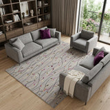 7' X 10' Gray and Pink Floral Power Loom Area Rug