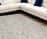 7' X 10' Gray and Pink Floral Power Loom Area Rug