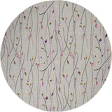 8' Gray and Pink Round Floral Power Loom Area Rug