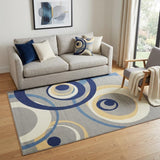 5' X 7' Gray and Blue Geometric Power Loom Area Rug