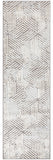 8' Gray And Ivory Geometric Runner Rug