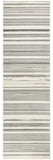 8' Gray And Ivory Striped Distressed Runner Rug