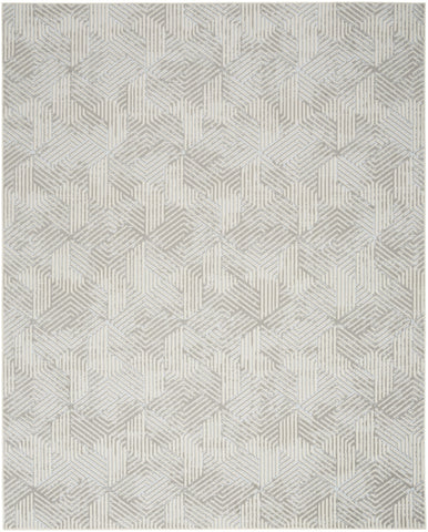 5' X 7' Gray and Ivory Geometric Power Loom Area Rug