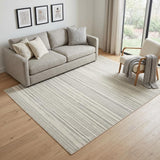 5' X 7' Gray and Ivory Striped Power Loom Distressed Area Rug