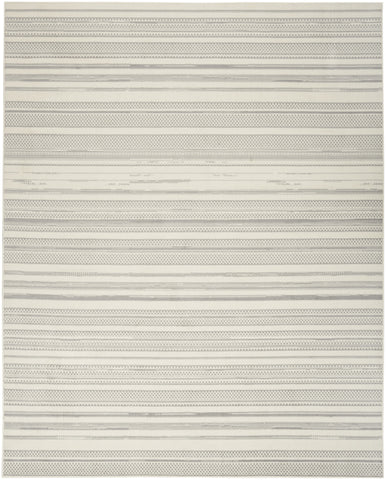 5' X 7' Gray and Ivory Striped Power Loom Distressed Area Rug
