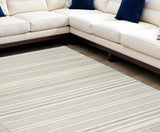 8' X 10' Gray and Ivory Striped Power Loom Area Rug