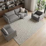 8' X 10' Gray and Ivory Floral Vines Power Loom Area Rug