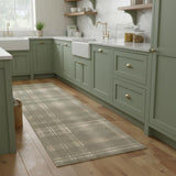 8' Green And Ivory Plaid Runner Rug
