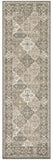 8' Green And Ivory Medallion Distressed Runner Rug