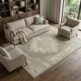 8' X 10' Green and Ivory Medallion Power Loom Distressed Area Rug