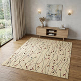 4' X 6' Red and Ivory Floral Power Loom Area Rug