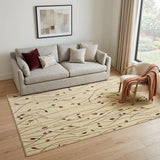 5' X 7' Red and Ivory Floral Power Loom Area Rug