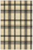 5' X 7' Beige and Black Plaid Power Loom Area Rug