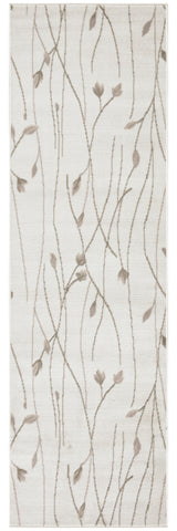8' Beige And Ivory Floral Runner Rug