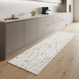 8' Beige And Ivory Floral Runner Rug
