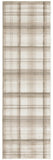 8' Beige And Ivory Plaid Runner Rug