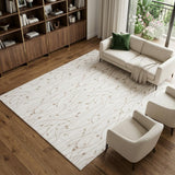 8' X 10' Beige and Ivory Floral Power Loom Area Rug