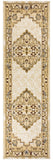 8' Beige And Ivory Medallion Distressed Runner Rug