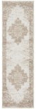 8' Beige And Ivory Medallion Distressed Runner Rug