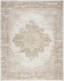 8' X 10' Beige and Ivory Medallion Power Loom Distressed Area Rug