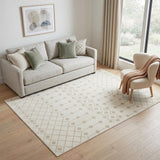 5' X 7' Beige and Ivory Moroccan Power Loom Area Rug