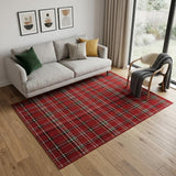 5' X 7' Red and Black Plaid Power Loom Area Rug