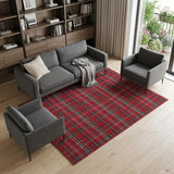 6' X 9' Red and Black Plaid Power Loom Area Rug
