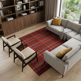 8' X 10' Red and Black Plaid Power Loom Area Rug