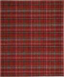 8' X 10' Red and Black Plaid Power Loom Area Rug