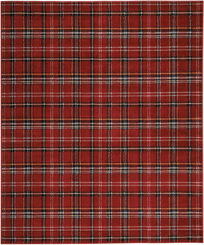8' X 10' Red and Black Plaid Power Loom Area Rug