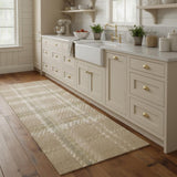 8' Brown And Ivory Plaid Runner Rug