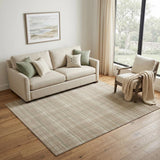 5' X 7' Brown and Ivory Plaid Non Skid Area Rug