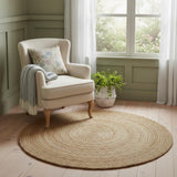5' Natural Jute Flatweave Handmade Round Rug