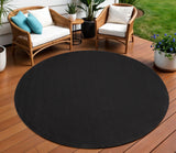 10' Black And Ivory Round Indoor Outdoor Area Rug
