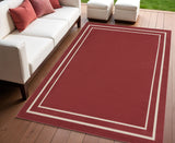 4' X 6' Brick Red And Ivory Indoor Outdoor Area Rug