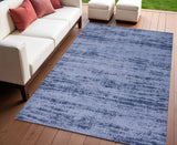 4' X 6' Denim Blue And Navy Blue Abstract Indoor Outdoor Area Rug